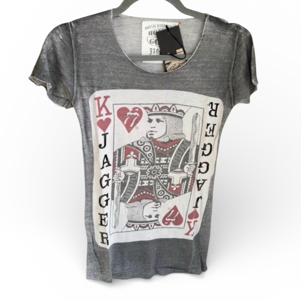 Rolling Stones Licensed King Jagger Distressed Gray NWT Juniors Tee – Small